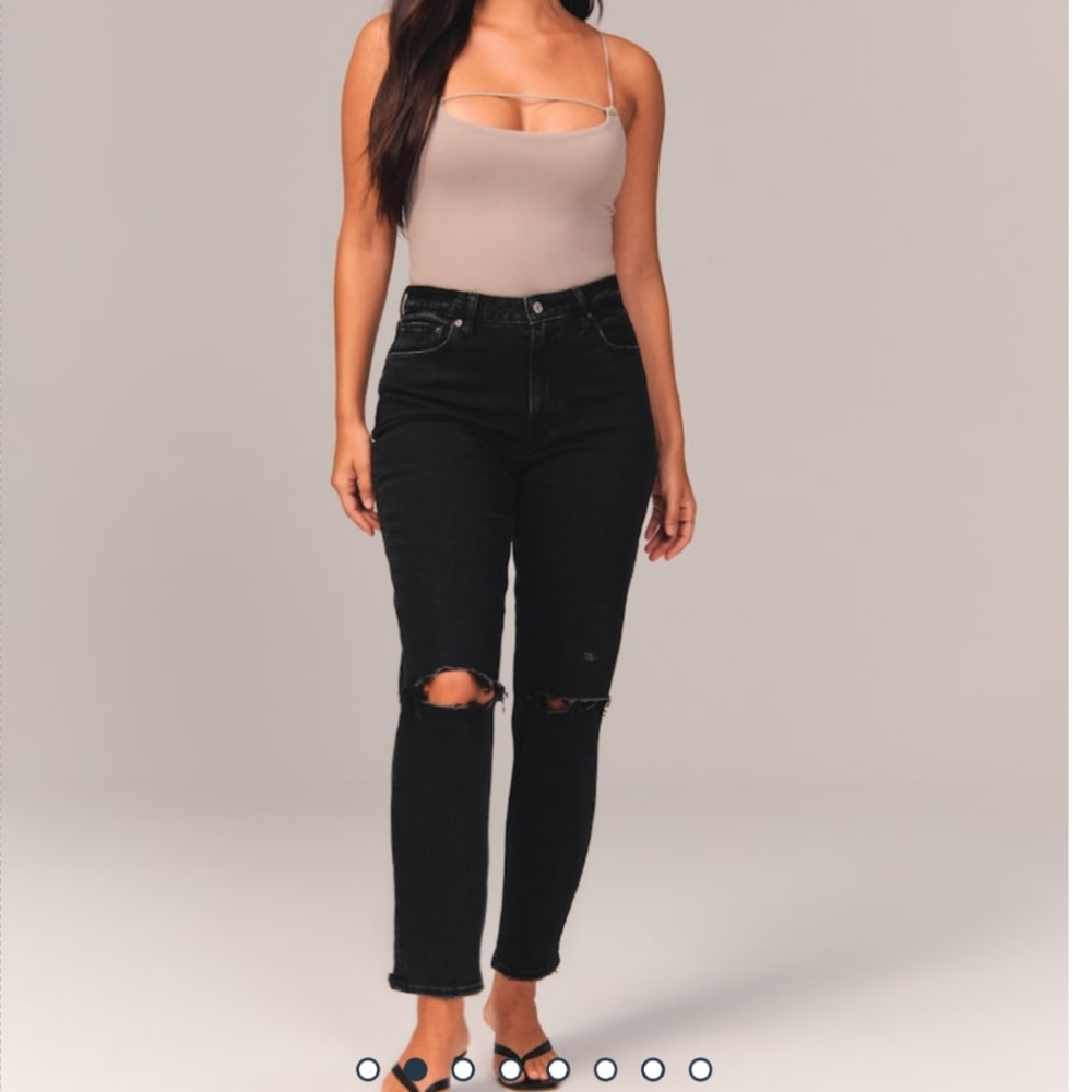 Abercrombie & Fitch Curve Love Black High Rise Mom Jeans